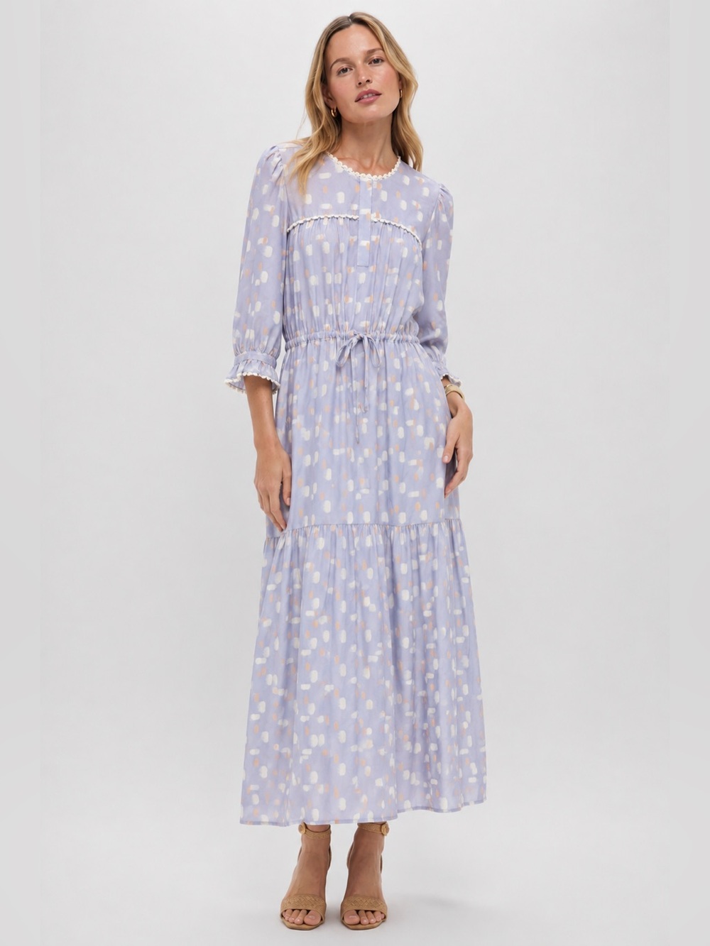 HUNTER BELL Periwinkle Silk Printed Maxi Dress - size medium